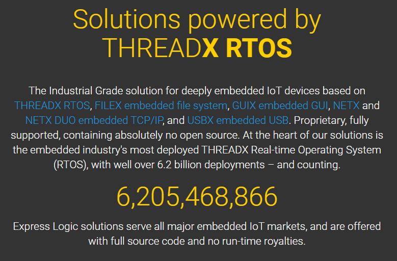 ThreadX的作者真是位RTOS的战斗狂魔，全球使用ThreadX和Nucleus的电子